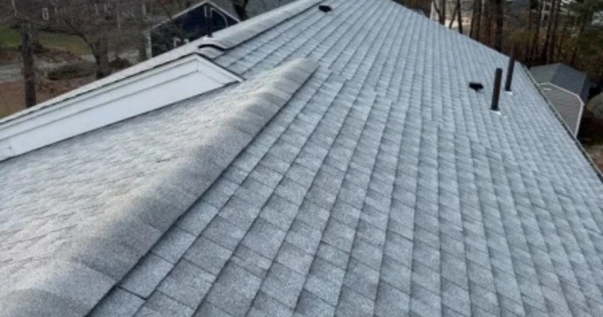 Architectural asphalt shingle roofing installed on a Massachusetts home.