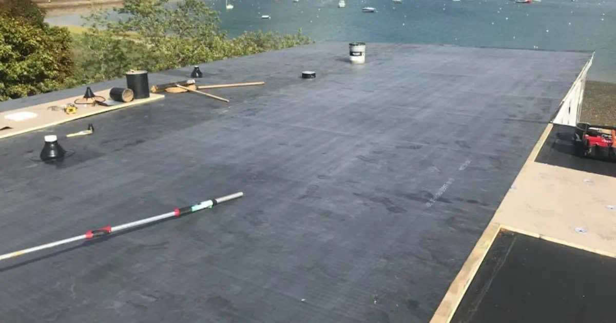 Completed EPDM rubber roof replacement in Greater Boston, Massachusetts.
