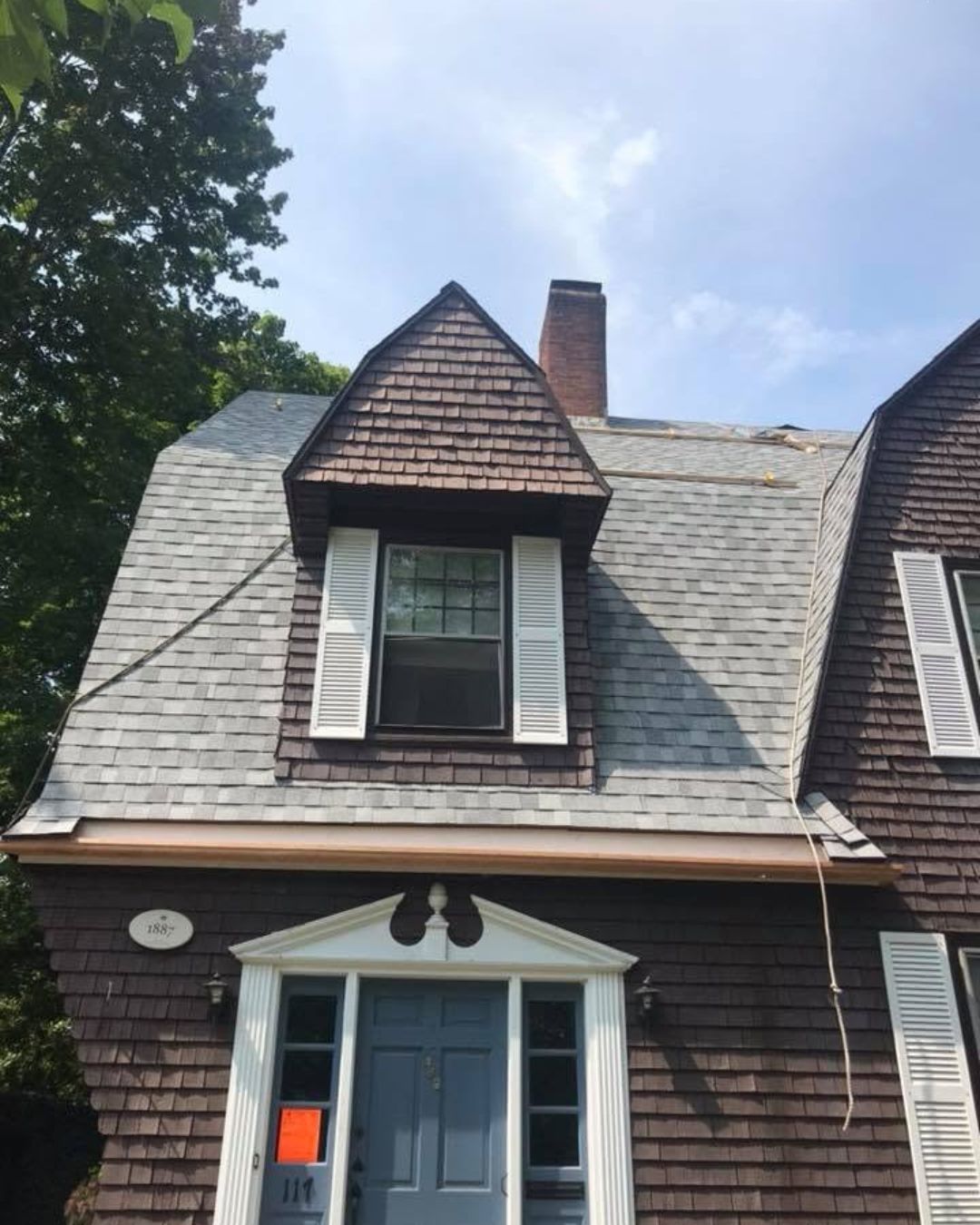 Exterior fascia and roofline wood being repaired on a residential home.