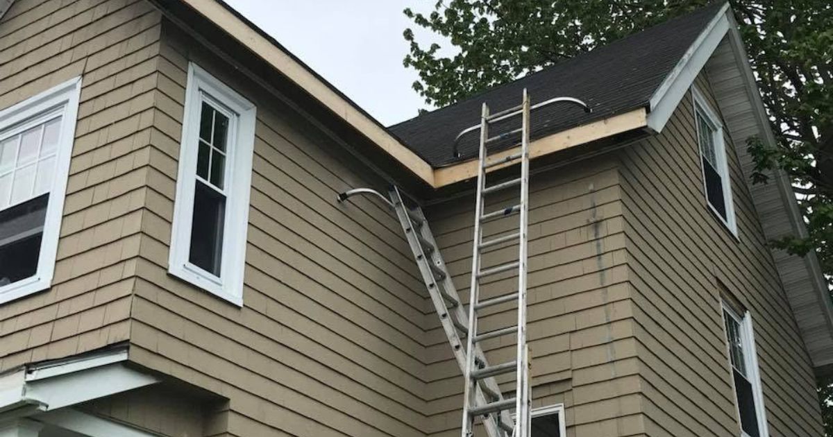 Residential gutter securely installed along exterior fascia on a Massachusetts home.