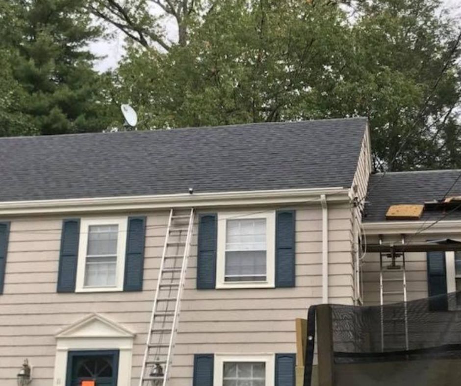 New asphalt shingles installed during residential roof replacement