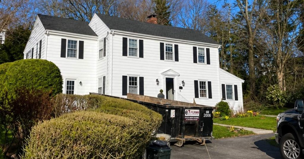 Residential roofing project by Clough Construction in Reading, Massachusetts.