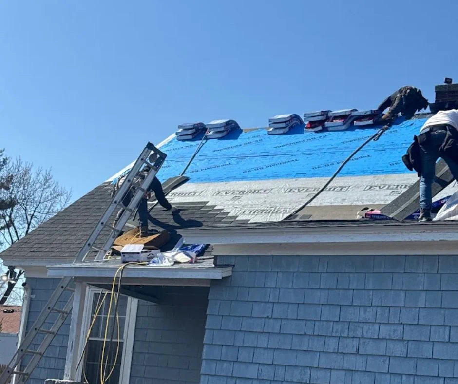 Professional roof inspection before roof replacement in Massachusetts.