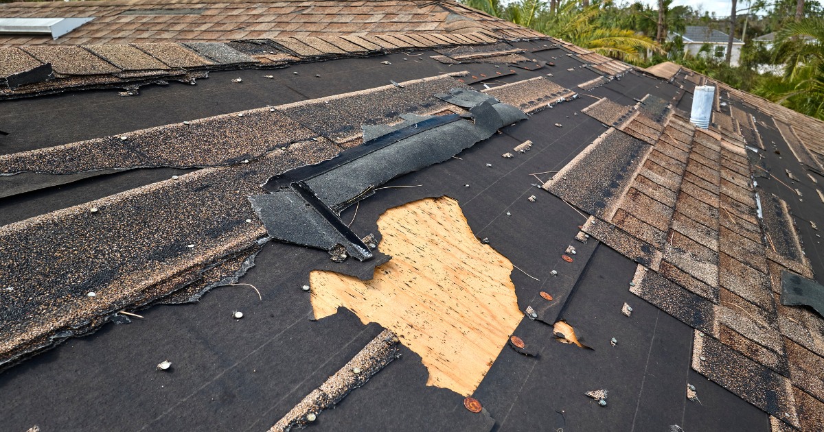 Storm damage roof repair.